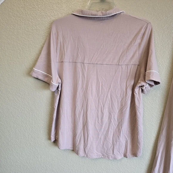 Cozy Earth Women's BambooPajama Blush Pink Short Sleeve Shirt M, Long Pant L